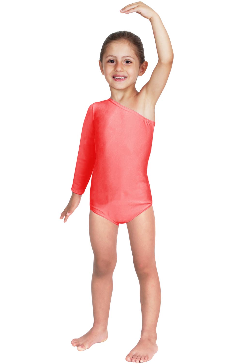 BODY DANZA LYCRA MONOSPALLA MANICA LUNGA ROSSO BABY